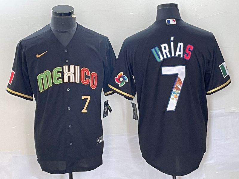 Men 2023 World Cub Mexico #7 Urias Black Nike MLB Jersey style 9183
